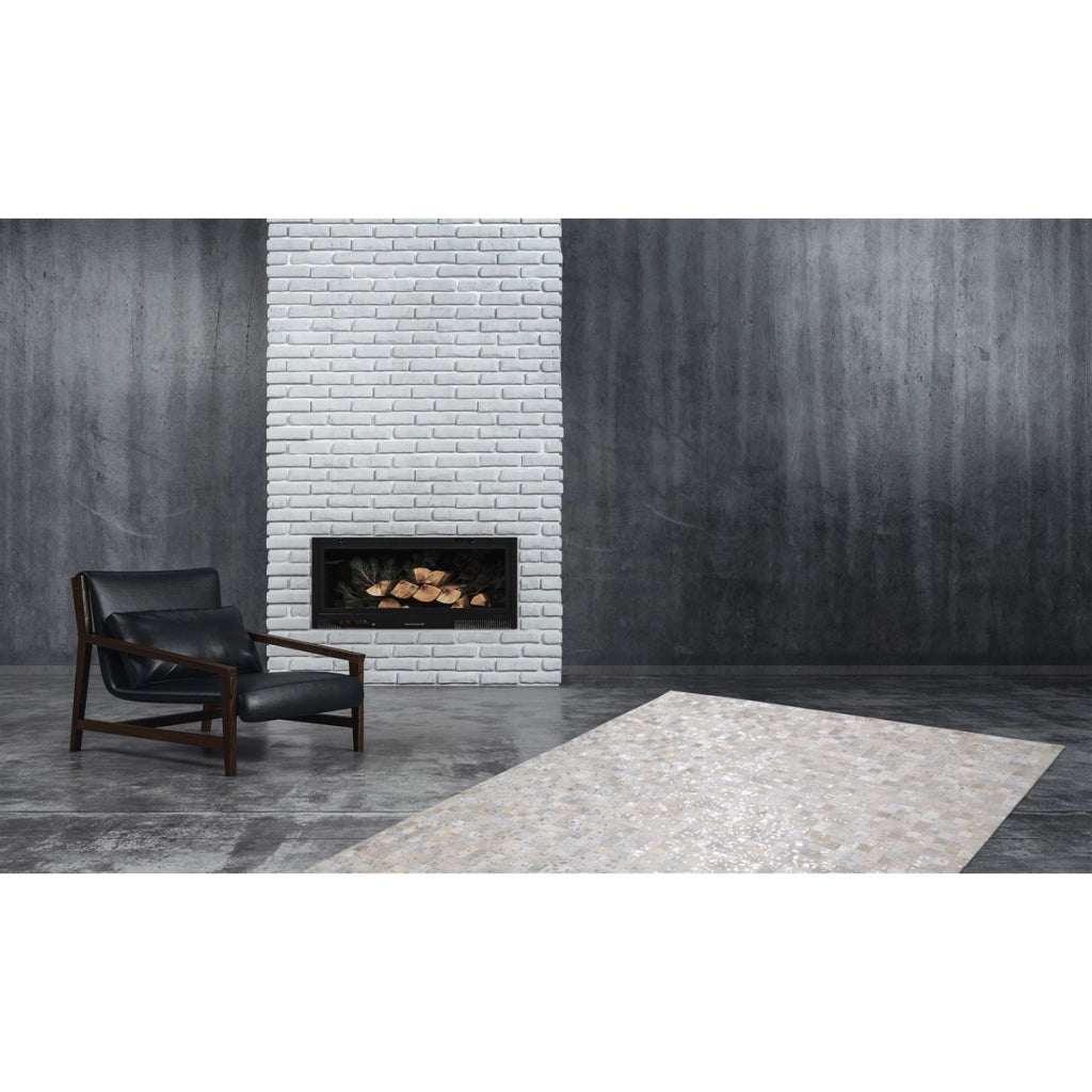 Tappeto Rocket 110 in pelle patchwork grigio e argento