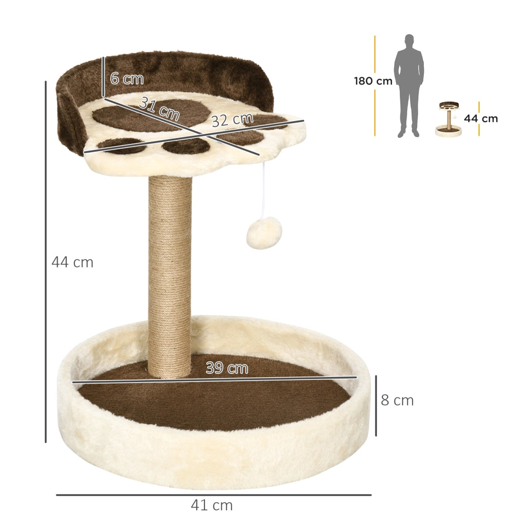 Albero per gatti con grattatoio a forma di zampa ¨C zephmum ¨C marrone 44 cm
