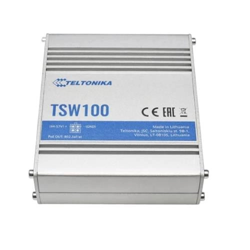 Unmanaged poe+ switch, 5xrj45 gigabit, 4xpoe+ 802.3af/at, poe budget 120w, per tvcc - no alimentatore - TSW100