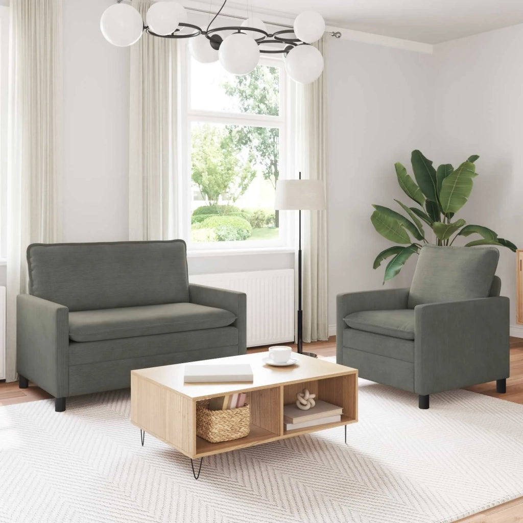 Set di divani 2 pcs Grigio Chiaro Tessuto