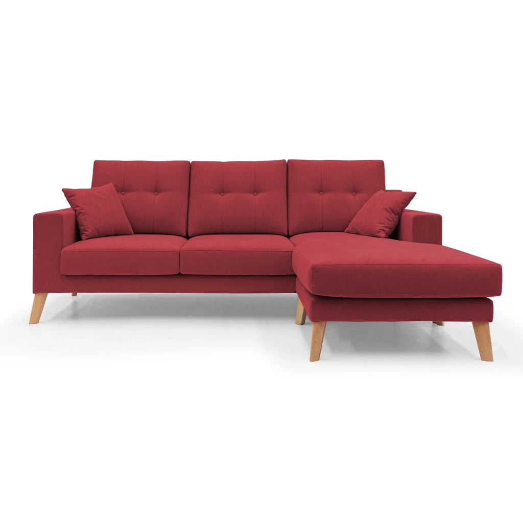 Danish Divano angolare REVERSIBILE in tessuto morbido impermeabile T02 237 cm rosso