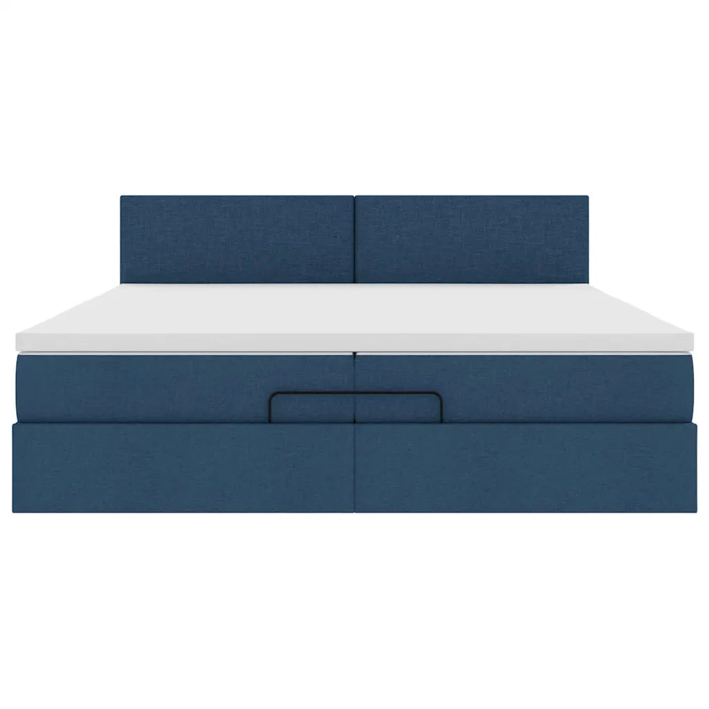 Struttura Letto Pouf con Materassi Blu 200x200 cm in Tessuto 3312256