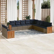Set Divani da Giardino 11 pz con Cuscini Grigio in Polyrattan 3227811