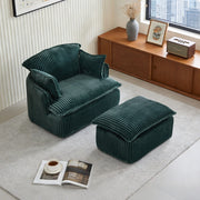 Poltrona 115x89x77 cm verde 1 posto con poggiapiedi, tessuto, senza montaggio