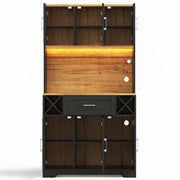 Credenza alta con 1 cassetto; ripiani portavino e LED - per cucina - in MDF - 105×40×180 cm