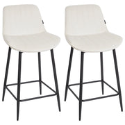 Set di 2 sedie da bar in velluto beige chiaro con gambe d'acciaio senza braccioli salotto soggiorno moderno