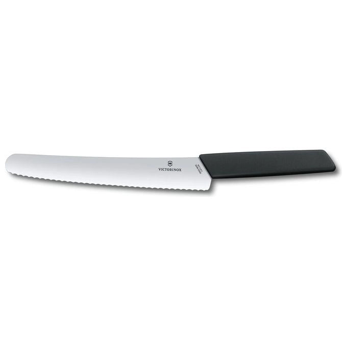 Victorinox 6.9073.22WB Swiss Modern Coltello per Pane e Pasticceria Lama Dentata 22 cm in Acciaio Inossidabile Manico Nero colore Nero