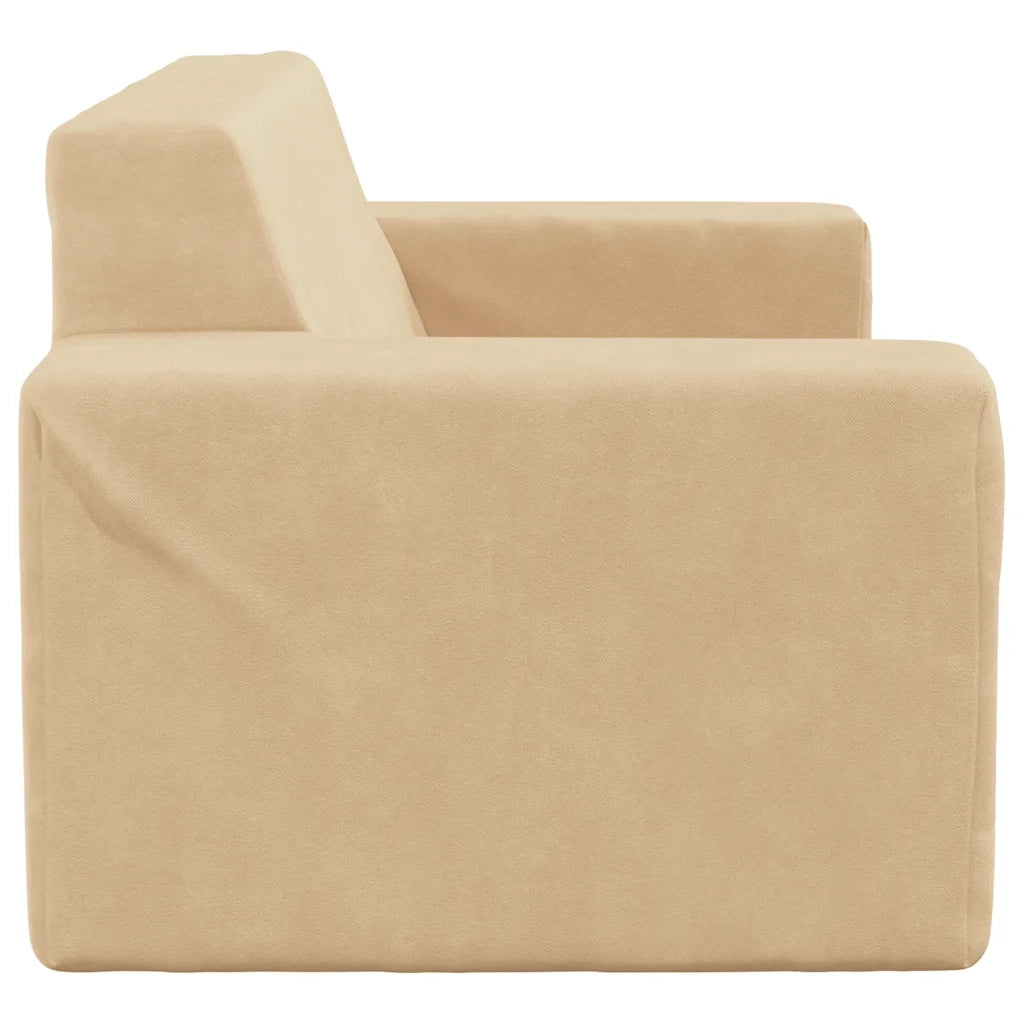 Divano per Bambini a 2 Posti Crema in Morbido Peluche 4104781