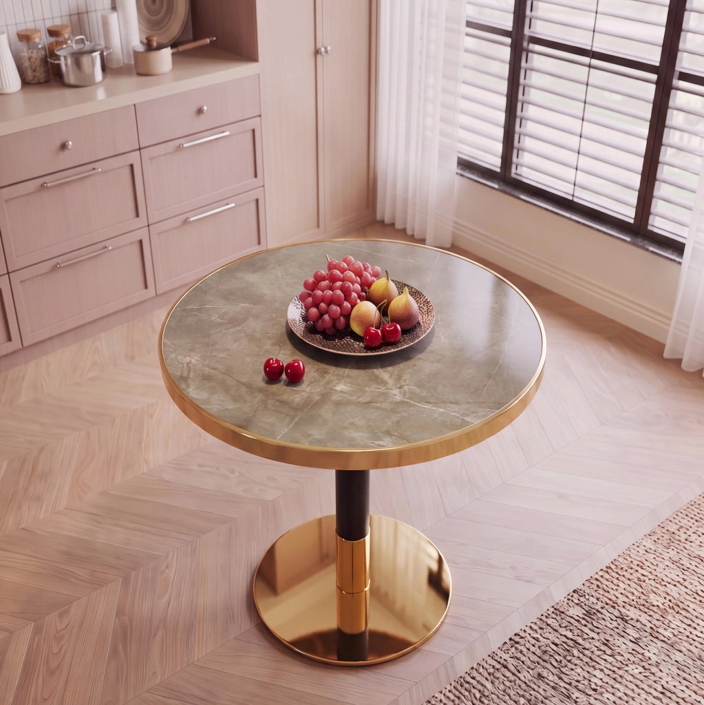 Tavolo rotondo 60x73;7 cm grigio MDF e metallo; base stabile