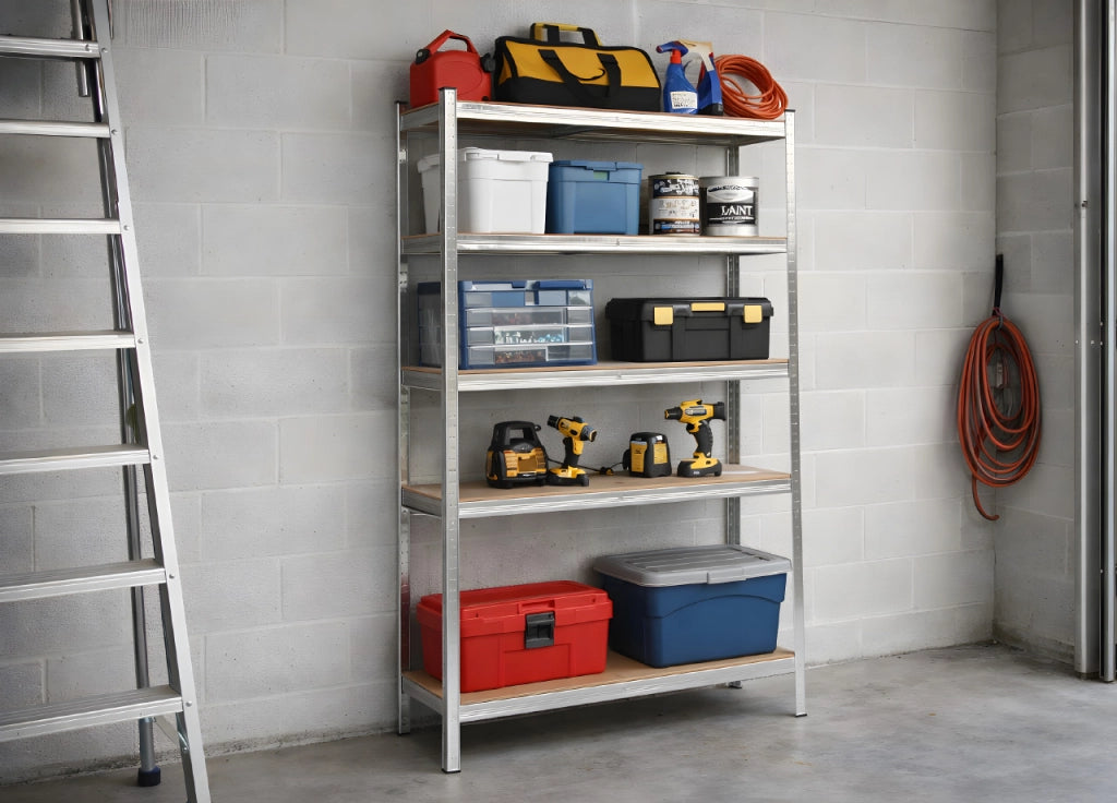 Scaffale In Acciaio Multiuso Con Ripiani Regolabili Alta Portata Storage - 5 Ripiani - Storage