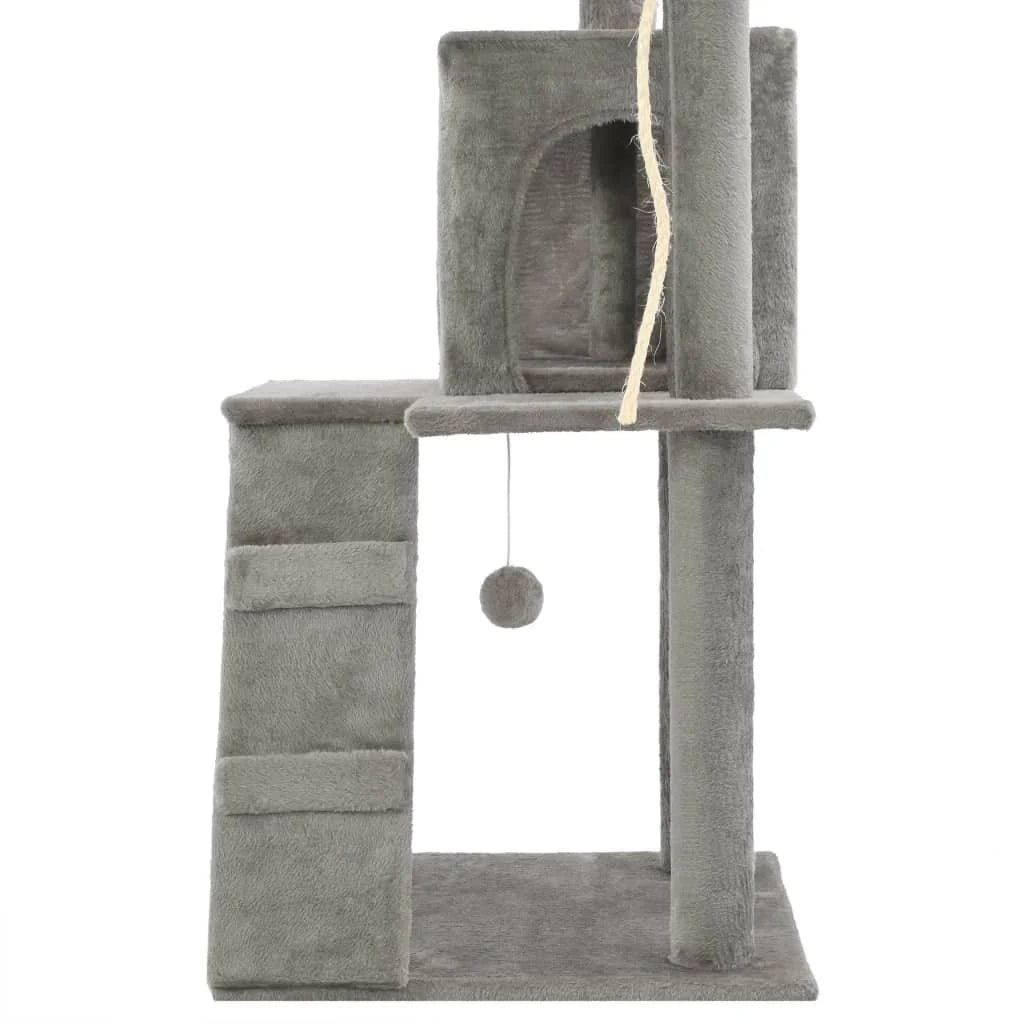Tiragraffi albero per gatti cuccia per gatti giocattolo peluche sisal 120 cm grigio 3702214