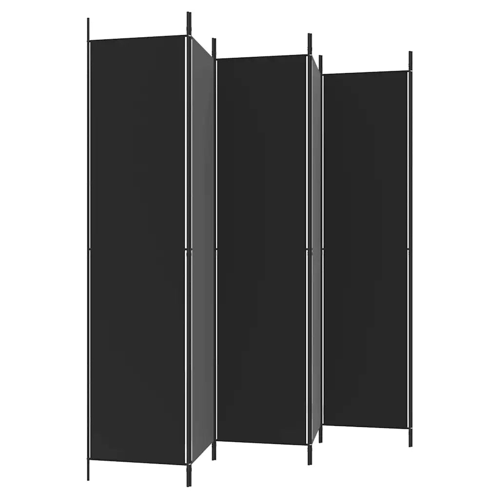 Divisorio a 6 Pannelli-Set di 6 pannelli Paravento Nero 300x220 cm in Tessuto