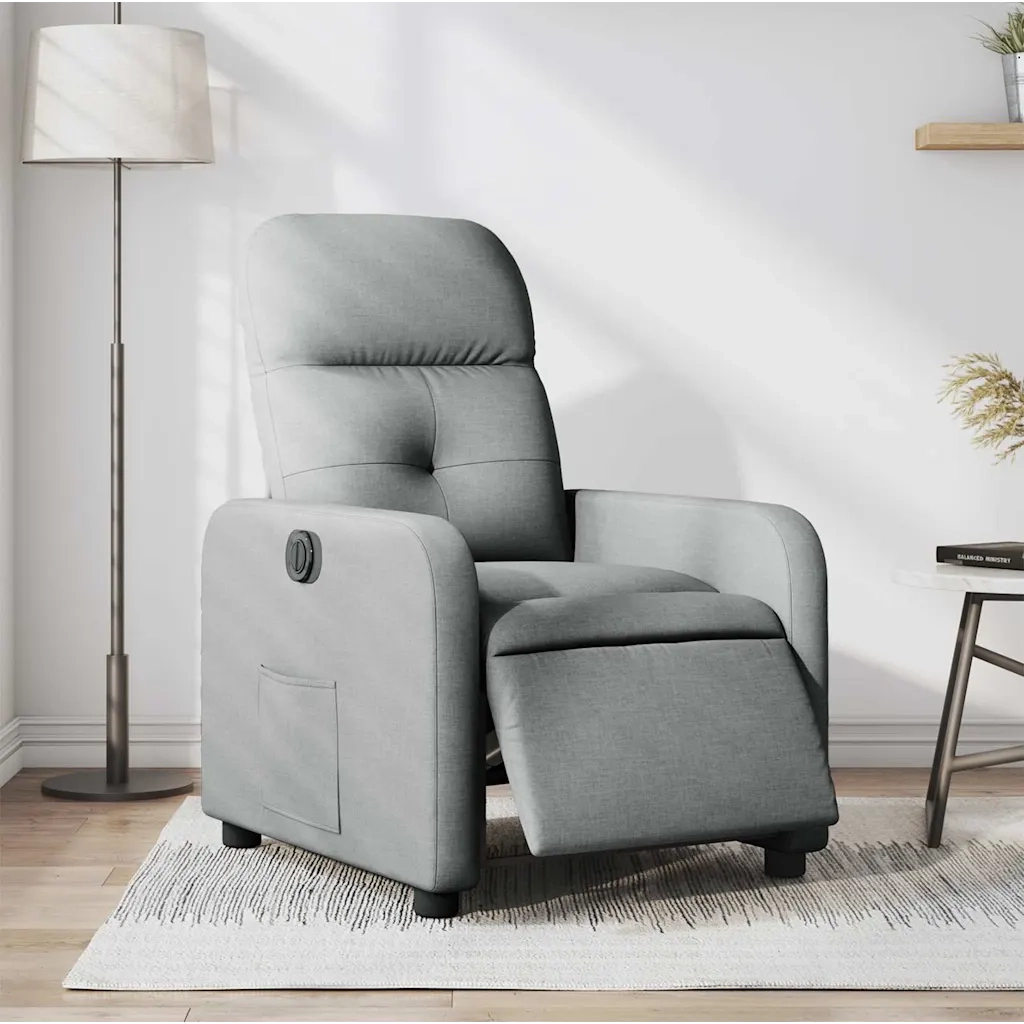 Poltrona | Sedia Relax Elettrica Reclinabile Grigio Chiaro in Tessuto