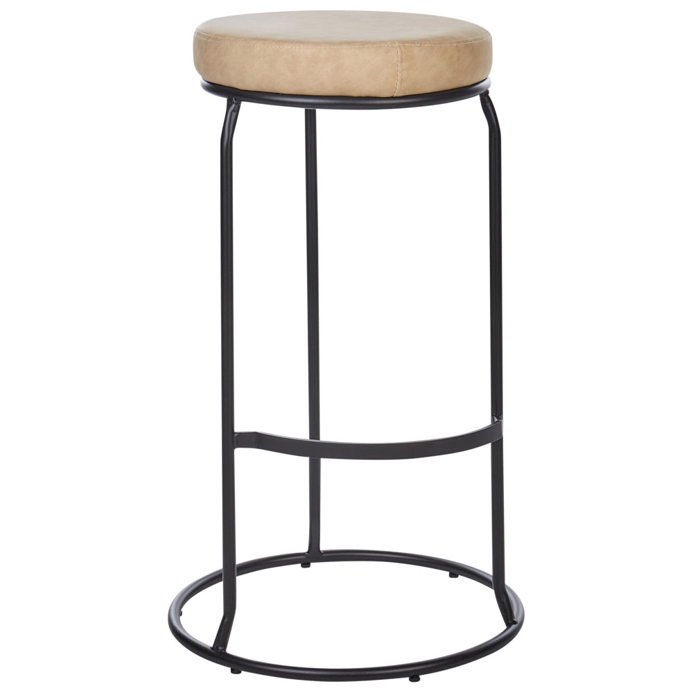 Set di 2 sedie da bar in ecopelle beige con gambe in acciaio senza braccioli stile moderno soggiorno