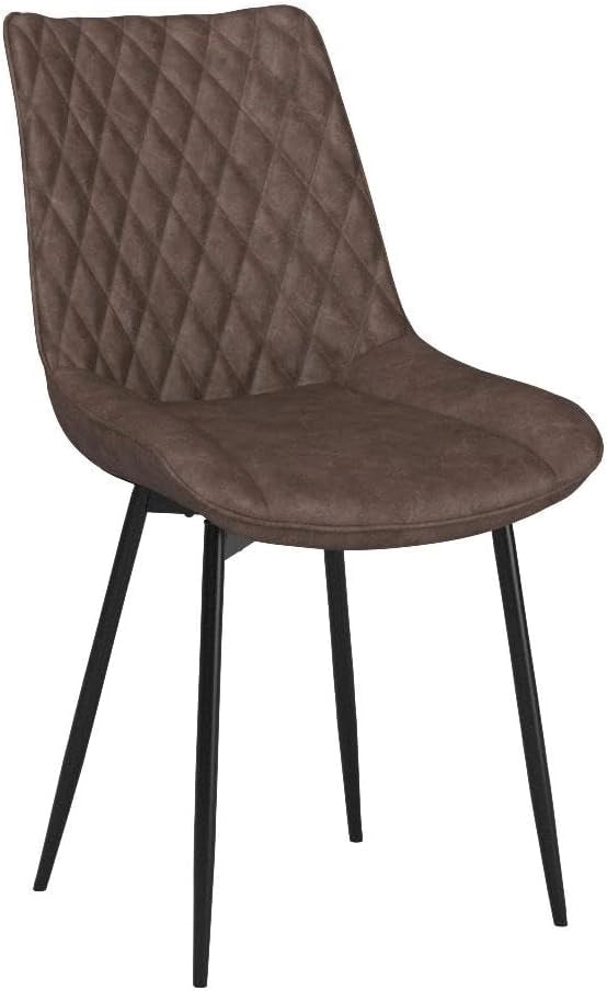 set di 2 sedie cucina moderne sedie imbottite Adatte per Sala da Pranzo, Soggiorno, Camera da Letto Estetica in Ecopelle Marrone Metallo BH210br-2