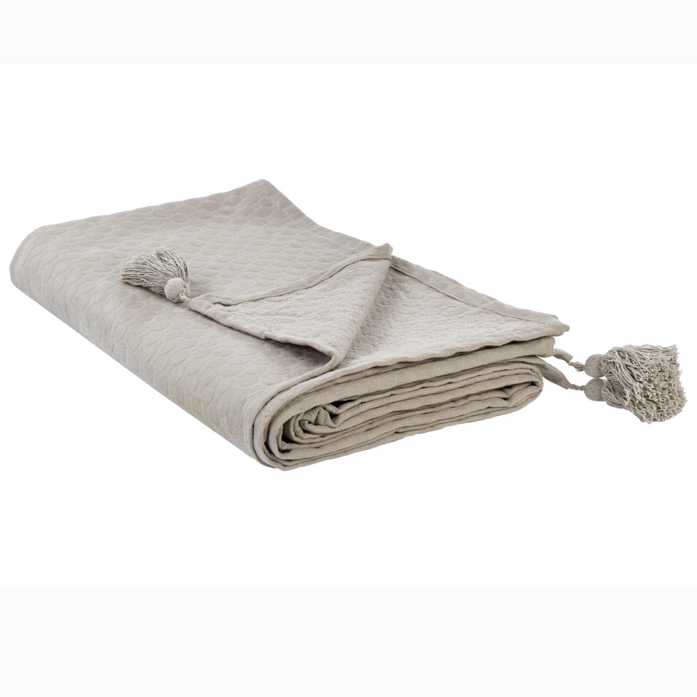 Copriletto in cotone tortora 200 x 220 cm con frange Decorativo Camera da letto