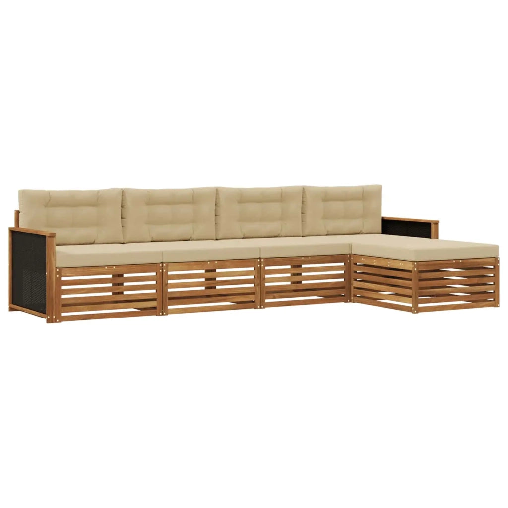 Set di divani da esterno 5 pcs Naturale e Beige Poliestere 3383226