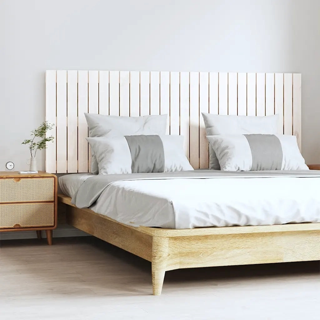 Testiera | Testata da Parete Bianca 166x3x60 cm in Legno Massello di Pino