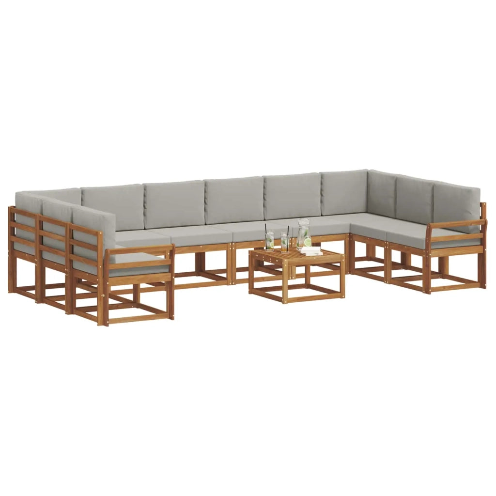Set di divani da esterno 11 pcs Grigio Naturale e Chiaro 3367089