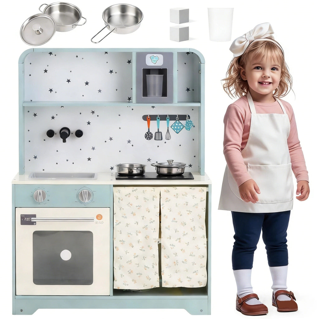 Cucina giocattolo per bambini ¨C Minimal ¨C Legno e plastica blu 29x60x81cm