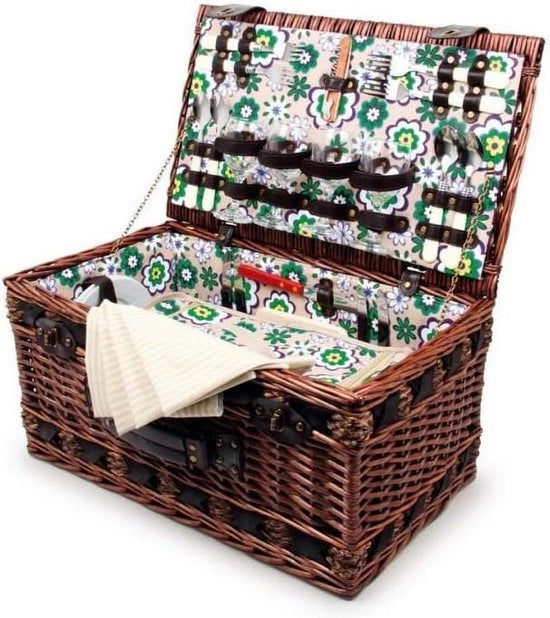 Carrello da picnic in legno per 4 persone - Deluxe carrello da picnic naturale