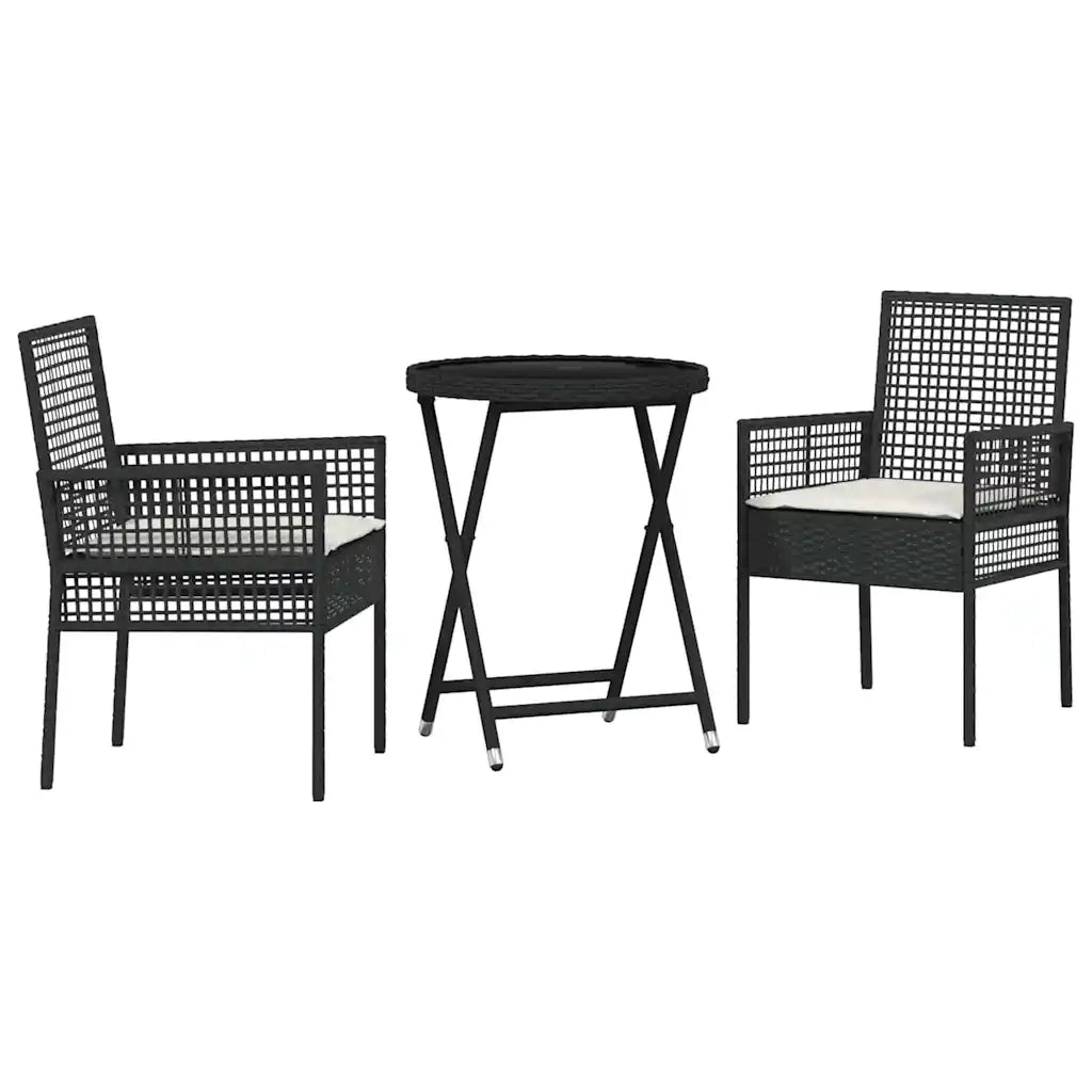 Set Bistro da Giardino 3 pcs Nero polyrattan 3334962