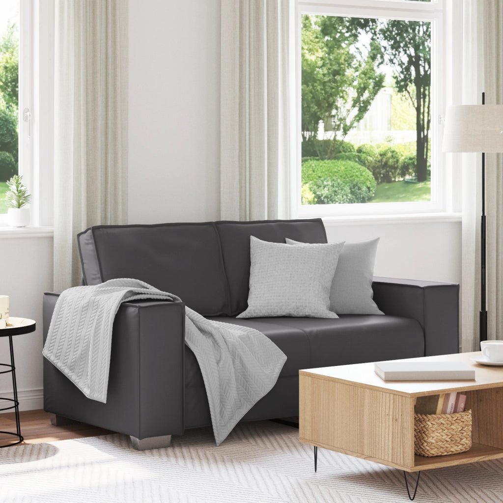 Divanetto grigio in pelle sintetica da 120 cm