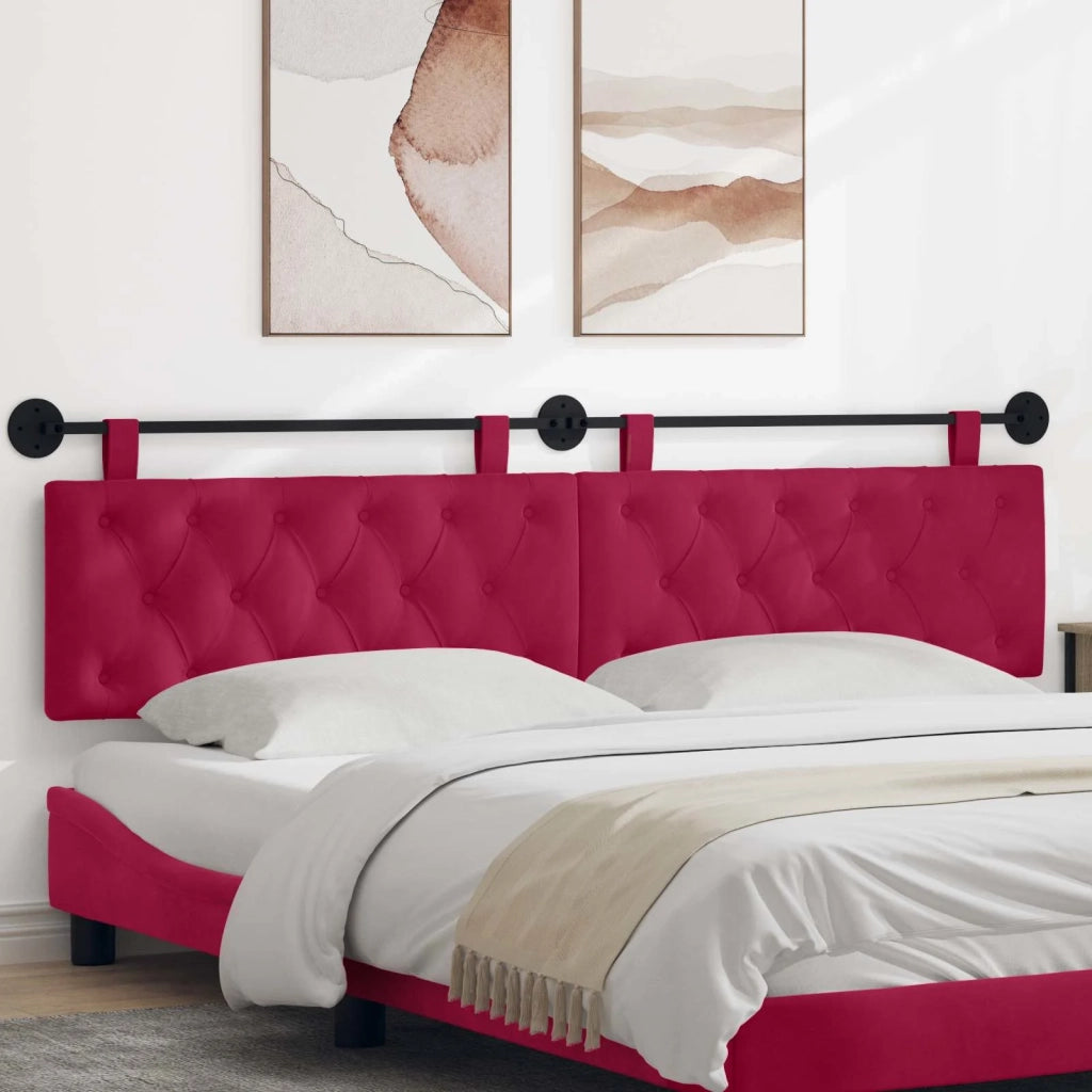 Testiera sospesa Con luce LED Rosso Vino Velluto