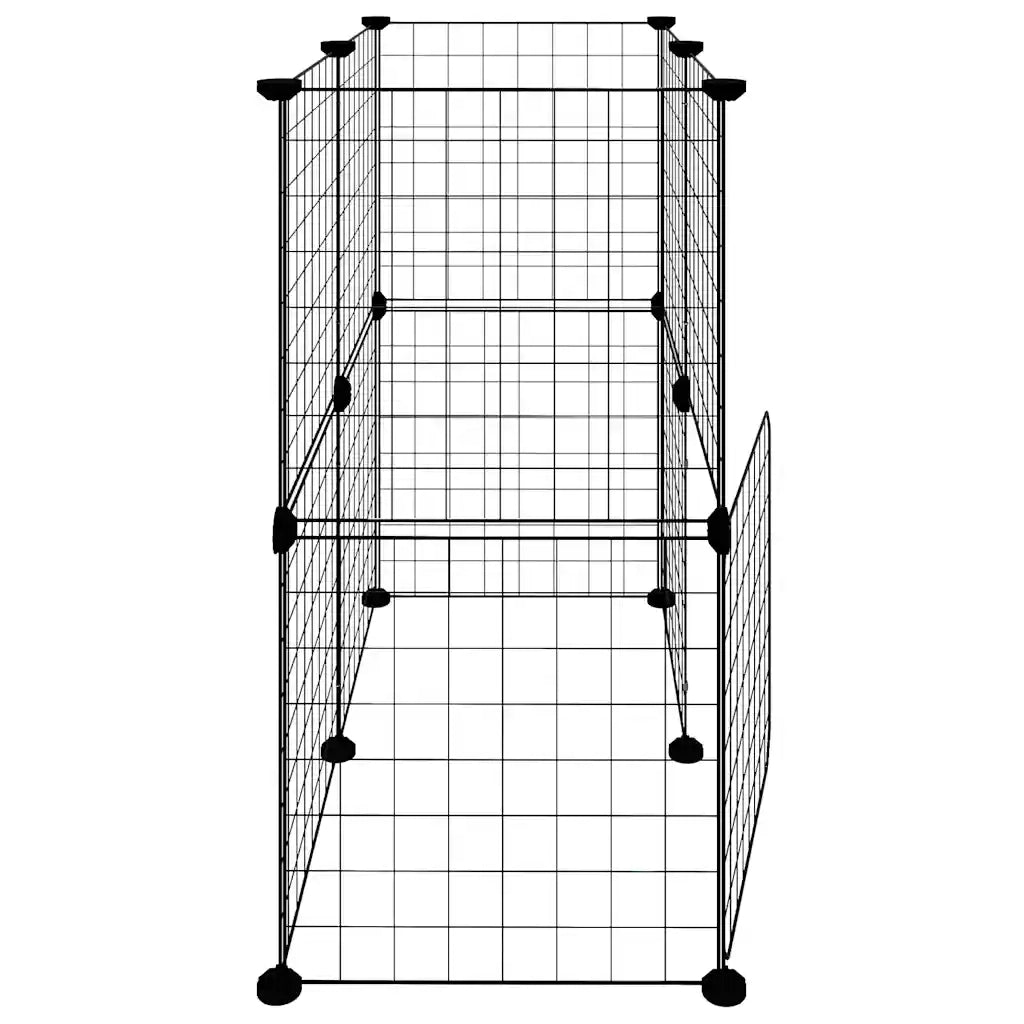 Gabbia per Animali 12 Pannelli con Porta Nero 35x35 cm Acciaio 3114033