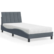 Letto con Materasso Hanko Grigio Scuro 80x200 cm in Velluto