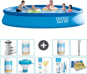 Piscina Rond Opblaasbar Easy Set - 457 x 84 cm - Blu - Inclusa Pomp Chloor - Chloordrijver - Testrips - Reparatieset - Spazzolino a Setola - Termometro
