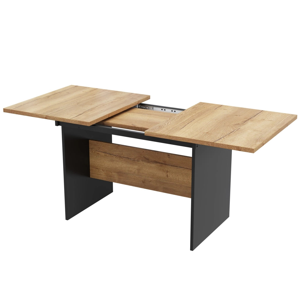 Tavolo da pranzo allungabile 140-180x80 cm in MDF; colore nero e noce scuro