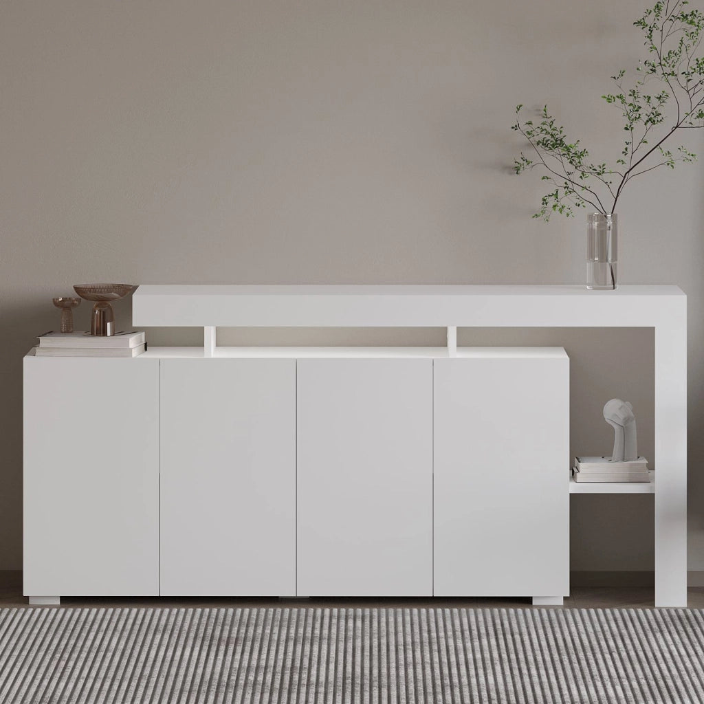 Credenza in legno "Beliz" - 170 x 35 x 80 cm - Bianco