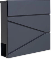 Porta lettere moderna con contenitore per giornali - Facile da installare, 27 x 10,5 x 37 cm (grigio)