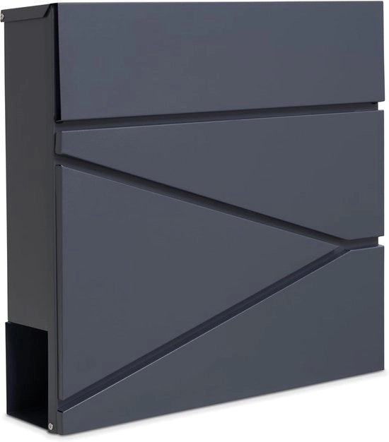 Porta lettere moderna con contenitore per giornali - Facile da installare, 27 x 10,5 x 37 cm (grigio)