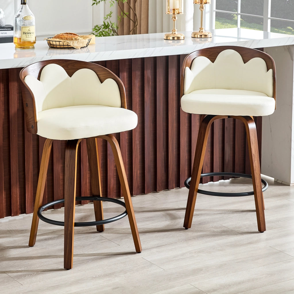 SGABELLO ALTO 89 cm Legno Bianco con Schienale a Fiore