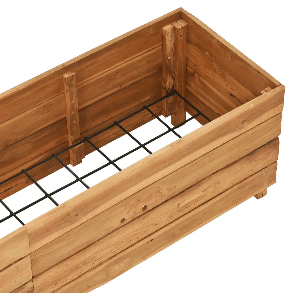 Fioriere | Cassetta per fiori | Letto Rialzato 150x40x38 cm Legno di Teak di Recupero e Acciaio
