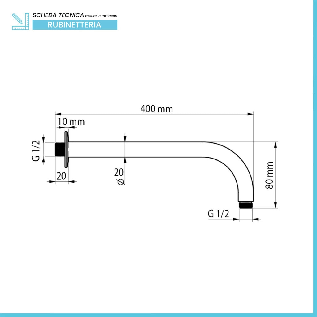 Set doccia tondo cromo 2 vie braccio 40 cm soffione 30 cm e kit doccino inclusi linea Erika
