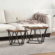 Set tavolini 2 pcs Rovere fumé Legno ingegnerizzato e acciaio 868269