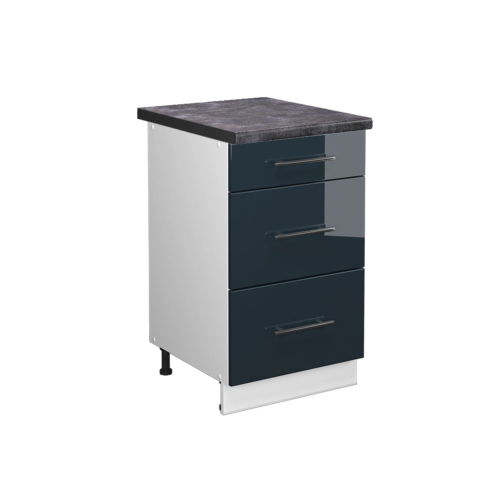 Mobiletto base per cucina Fame-Line Blu scuro lucido/Bianco 50 cm, PL Antracite Vicco