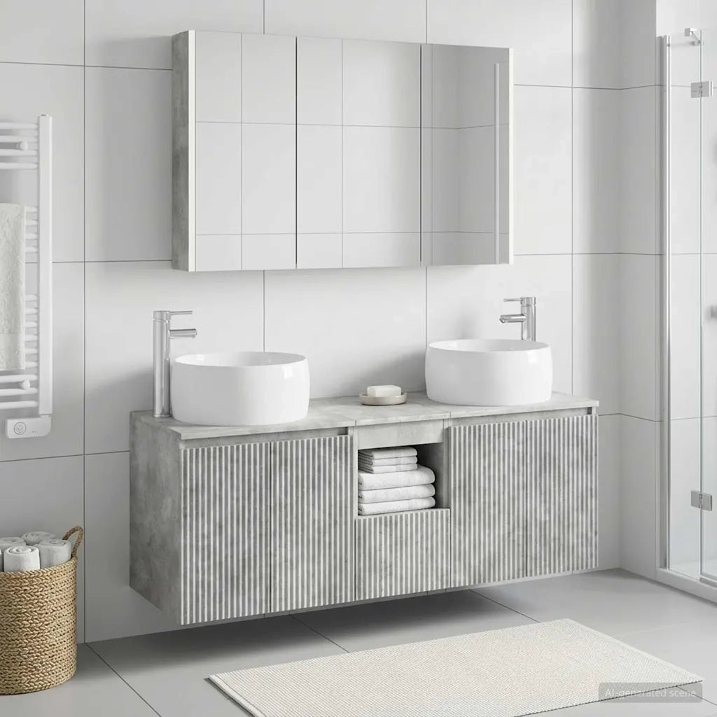 Set di Armadi da Bagno 4 pcs Grigio Cemento 3406546