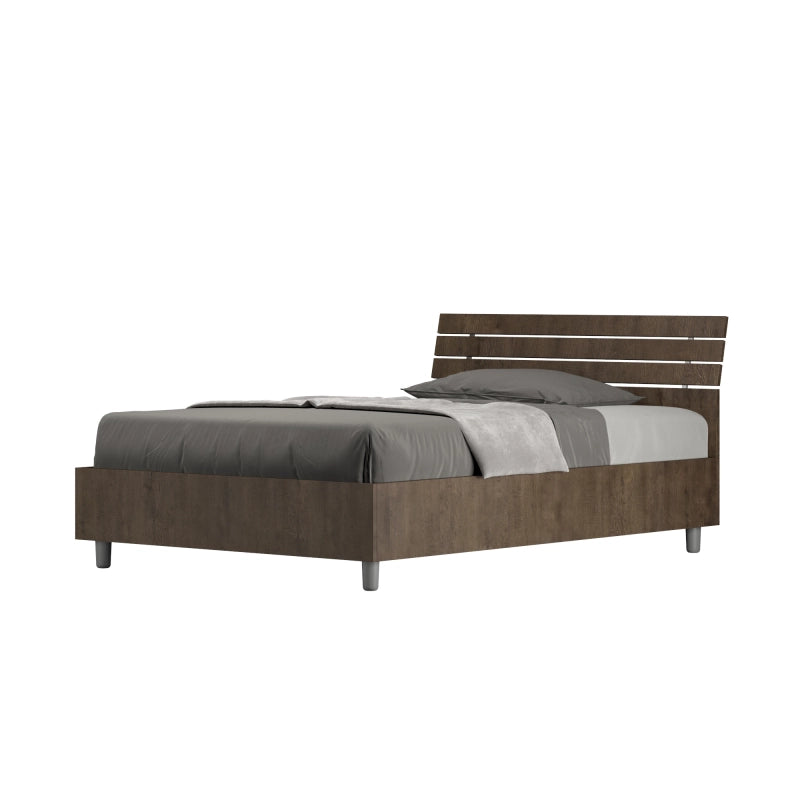 Letto 1 piazza e mezza 120x200 cm testata inclinata con doghe Ankel - Senza rete,Noce