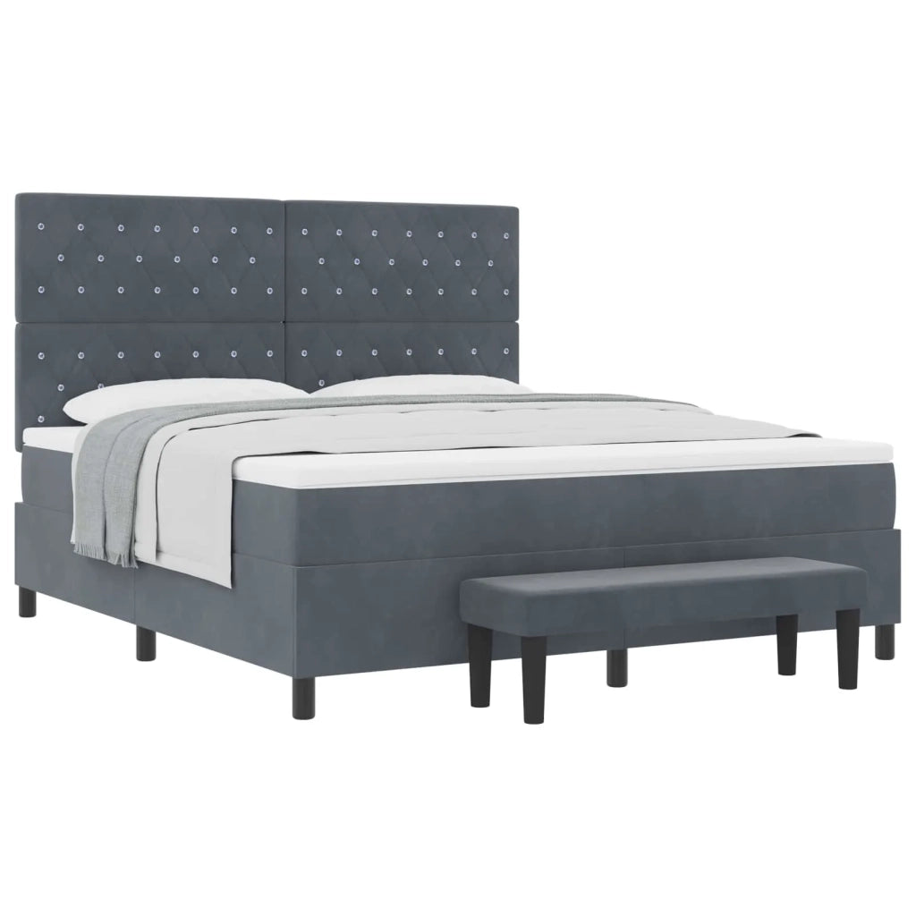 Letto a molle con testiera Grigio scuro 200 x 180 cm Velluto 3344463