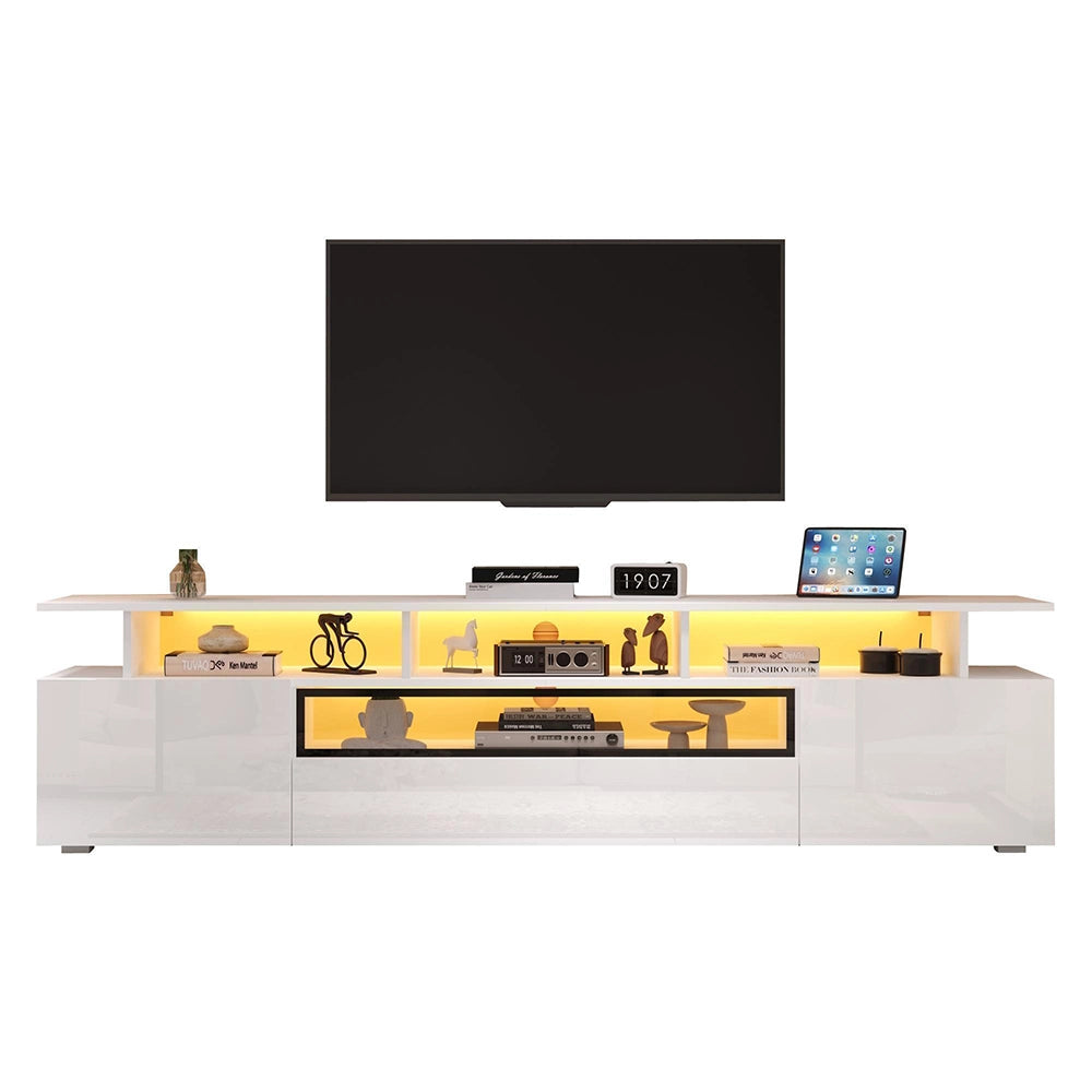 Mobile TV 180x38x45cm - Xylo - 2 Ante, 1 Cassetto, Luci LED, 10 Ripiani