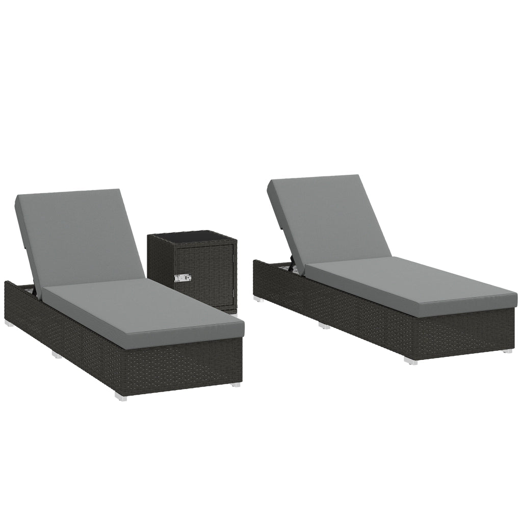 Set Sdraio da Giardino in Rattan con Tavolino ¨C zephmum ¨C Grigio Scuro 184x60x22 cm