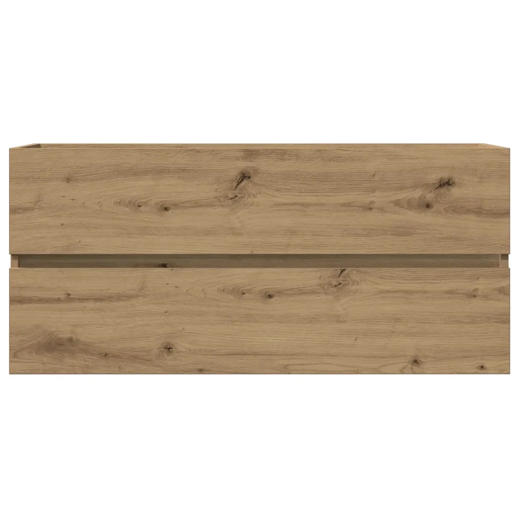 Mobiletto lavabo da bagno a parete dal design moderno 100 x 38,5 x 45 cm realizzato in legno di rovere composito finitura artigianale 02_0050826