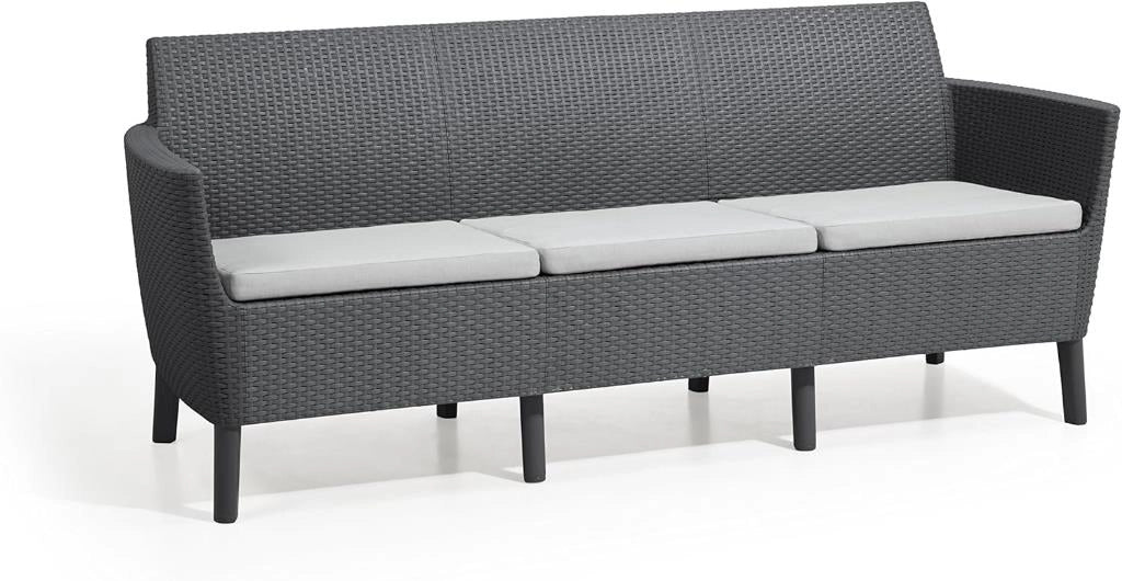 Set Divano da Giardino in Resina Salemo con Cuscini 3 Posti Graphite Keter