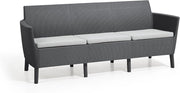Set Divano da Giardino in Resina Salemo con Cuscini 3 Posti Graphite Keter