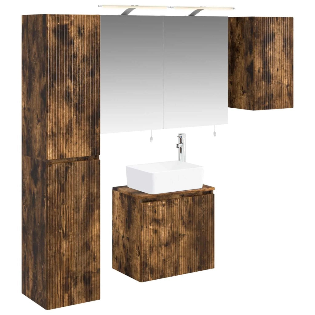 Set di Armadi da Bagno 5 pcs Rovere Fumo 50 x 14,5 x 70 cm 3407315