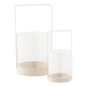 Portacandela Hurricane, Beige, Vetro, 12x12x25 cm